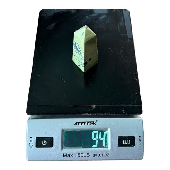 Lime Green Serpentine Tower with Pyrite Pointed Crystal Tower Obelisk Home Decor - Picture 7 of 11